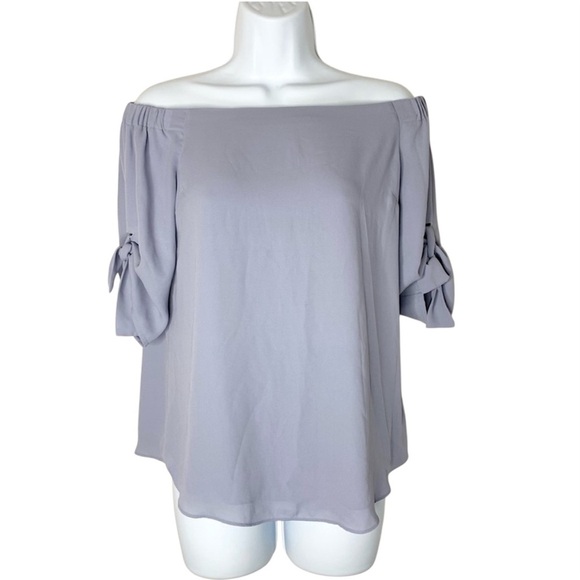 Aritzia Babaton Women's Blouse Malik Top Off The Shoulders Tie Sleeve Purple XS - Picture 2 of 16